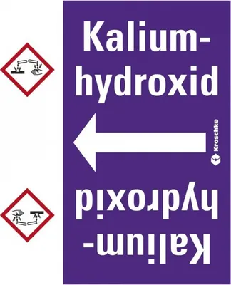 Produktbild von Dreifke® Rohrleitungsband Kaliumhydroxid, praxisbewährt, ab Ø 50mm, violett/w...