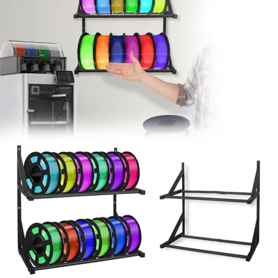 Image de Omgoods - Étagère de rangement pour filaments d'imprimante 3D, avec 2 niveaux, à fixer au mur