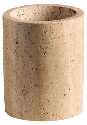 Produktbild von Besteckbehälter - Travertin (Kalkstein), Ø 11 cm, H: 13,5 cm, mit Abflussloch
