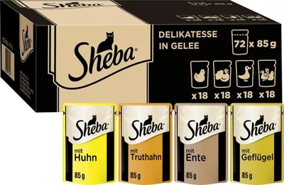 Produktbild von SHEBA Katzenfutter nass - 72x85g Portionsbeutel - Geflügel Variation in Gelee -