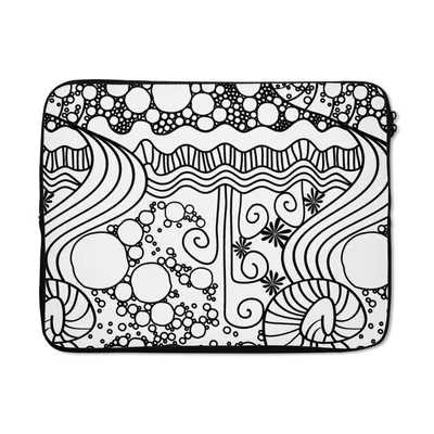 Produktbild von MuchoWow® Laptop Hülle 17 Zoll Laptoptasche Muster - Abstrakt - Linienkunst - Schwarz und Weiß - Zipper - Schutzabdeckung