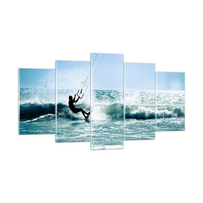 Produktbild von Bilder auf glas - Drachen-Surfen Wasser Ozean - 160x85cm - Glasbilder - Wandbilder - Kunstdruck - zum Aufhängen bereit - Wanddekoration aus Glas - Glas Bilder - Wandbild auf Glas - GEA160x85-2385