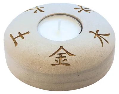 Produktbild von Teelicht "5 Elemente" Stein graviert 10cm
