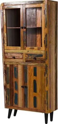 Immagine prodotto di MASSIVMOEBEL24 | SIXTIES #113 Vetrina in legno di Legno riciclato - laccato / multicolore 90x35x200