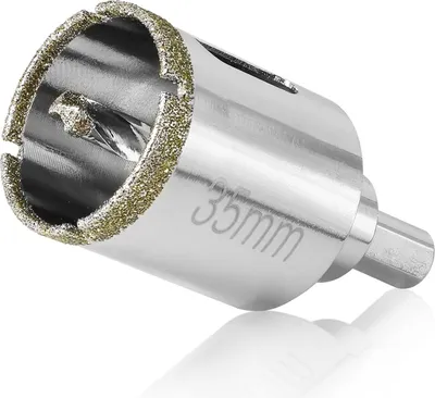 Produktbild von 35 mm Diamant-Lochsäge mit Zentrierführung, Bohrer, Fliesenlochsäge mit Diamantbeschichtung, Diamant-Kernbohrer für Glas, Fliesen, Keramik, Marmor, Granit, Lochsäge und Kernbohrer