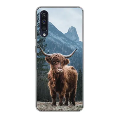 Produktbild von MuchoWow® Handyhülle Schutzhülle Hülle für Samsung Galaxy A30s Schottische Highlander - Tiere - Landschaft Silikon Softcase Handy Hülle - Karteninhaber