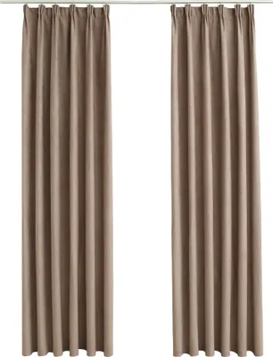 Image de vidaXL Rideaux occultants avec crochets 2 pcs. Taupe 140x245 cm