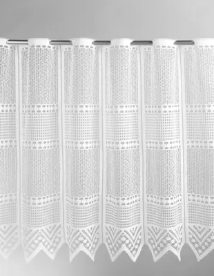 Produktbild von Gardinen Kranzusch Scheibengardine Jacquard Querstreifen und Zacke 90x162 cm H/B weiß Bistrogardine Vorhang Küche 1er Pack