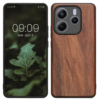 Produktbild von kwmobile Handyhülle für Xiaomi Redmi Note 14 5G (Nicht für 4G) Hülle Holz - Case mit TPU Bumper - Stoßfestes Hardcase - Schutzhülle Cover in Vintage