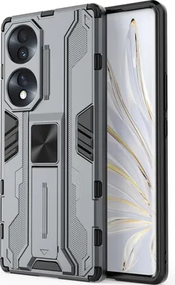 Produktbild von Honor 70 Hülle, Dual Layer PC TPU Bumper Stoßfest Ständer Schutzhülle für Honor 70 Grau