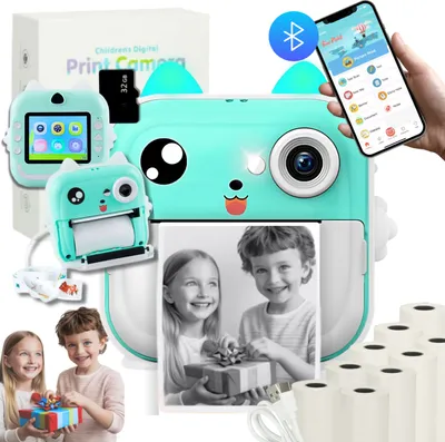 Produktbild von Mini Termotlačiareň Instantný Fotoaparát Pre Deti + 9 Rolls Pamäťová Karta