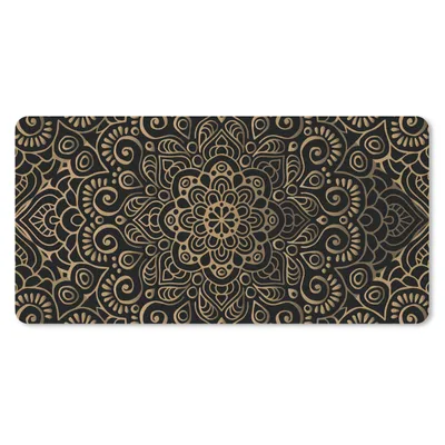 Produktbild von MuchoWow® Schreibtischunterlage Goldenes Muster auf schwarzem Hintergrund 80x40 cm - XXL Mauspad - Gaming Mauspad