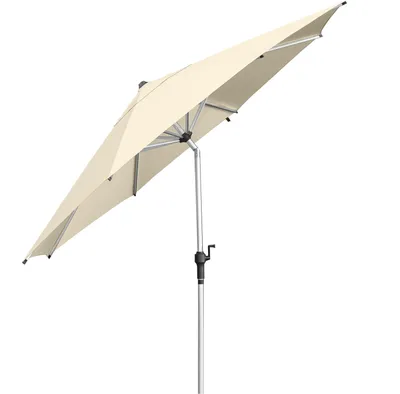 Produktbild von anndora Sonnenschirm 350cm weiß natural Aluminiumstamm -- Kurbelöffnung - Dach knickbar