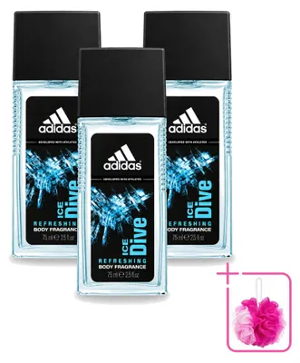Productafbeelding van 3 x Adidas Ice Dive bodyspray - 75 ml - Voordeelverpakking - 3 stuks
