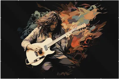 Produktbild von Wallario Wandbild Gitarrensolo, Größe: 61 x 91,5 cm, Poster mit rahmenlosen Bildhalter