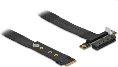 Produktbild von DeLOCK M.2 Key M zu PCIe x4 NVMe Adapter mit 20 cm Kabel, M.2, PCIe, Schwarz, 0,2 m, China, SATA