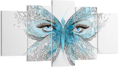 Produktbild von Bild auf Leinwand - Leinwandbild - Illustration Gesicht Schmetterling Wimper - 160x85cm - Wand Bild - Wanddeko - Leinwanddruck - Bilder - Kunstdruck - Leinwand bilder - Wandkunst - EA160x85-3026