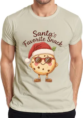 Zdjęcie produktu dla Santa's Favourite Snack Christmas Cookie Śmieszny prezent dla dzieci Koszulka męska, Nature, S