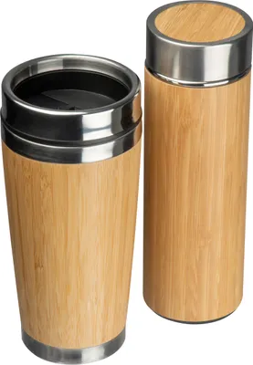 Produktbild von Set aus Trinkbecher und Trinkflasche mit Teesieb / aus Bambus