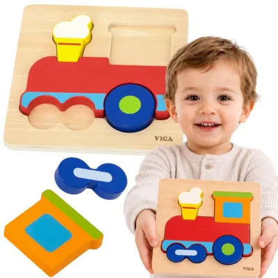 Productafbeelding van Viga Houten Montessori Educatieve Puzzeltrein