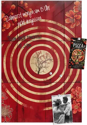 Produktbild von Magnettafel 60x90cm Pinnwand Whiteboard beschreibbar - Blumenmuster Kreise