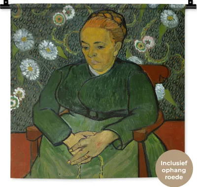 Produktbild von MuchoWow® Wandteppich Wandbehang La berceuse (Porträt von Madame Roulin) - Vincent van Gogh 60x60 cm Tapisserie Dekoration Wandtuch - Dekorationen - Wand Decke