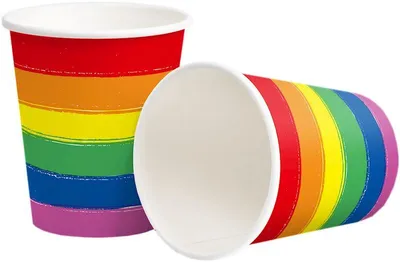 Produktbild von 10 Becher Regenbogen mit -Beschichtung Rainbow bunt