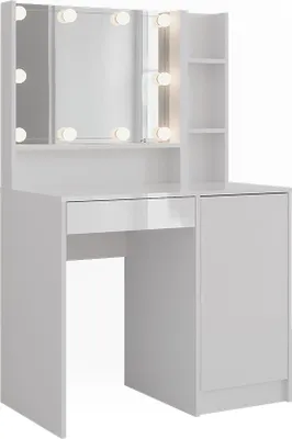Produktbild von Vicco Schminktisch Sherry, 89.8 cm 4 Teile, Weiß/Weiß Hochglanz