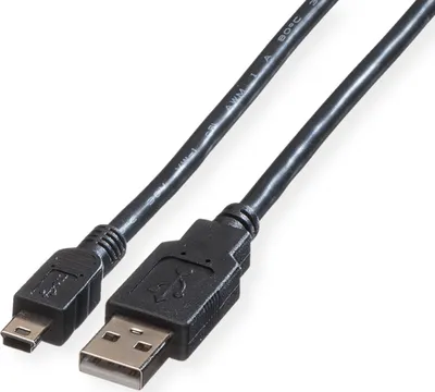 Obrázok produktu pre ROLINE USB 2.0 kábel, typ A - 5-pin Mini, čierny, 3 m