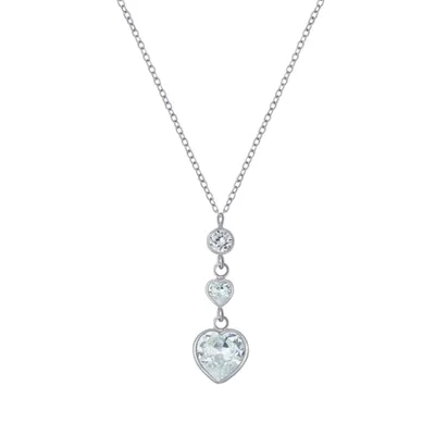 Produktbild von Herz Kette Silber: Y Halskette mit Zirkonia Silber