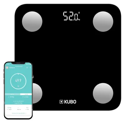 Image de Pèse-personne intelligent Kubo avec analyse de la graisse corporelle Pèse-personne numérique Bluetooth 13 analyses Tendance du poids corporel
