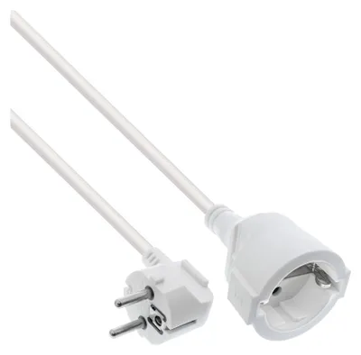 Produktbild von InLine Strom-Verlängerung Schutzkontakt Stecker gewinkelt / Buchse, weiß, 10m, 10 m, Drinnen, Typ F, Typ F, Abgewinkelt, 1,5 mm²