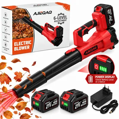 Produktbild von 1000W Akku-Laubbläser 21V Brushless, 2×4,0Ah Akkus, 360 km/h, 6 Stufen mit Turbo,  kabelloser Laubbläser mit 2 Rohren