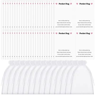 Productafbeelding van Pocket Hug Cards - 100 Sets met Organza Tassen - Blank Hartje