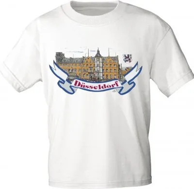 Produktbild von T-Shirt uni mit Aufdruck - DÜSSELDORF - 09412 weiß - Gr. S-XXL Größe - XXL
