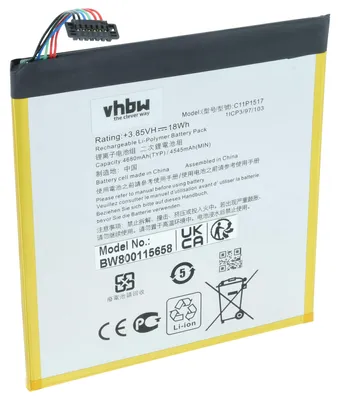 Produktbild von vhbw Akku kompatibel mit Asus Zenpad Z300CNL, C 7.0 P01Z, 10 Z300M, 10 Z300CNL, 10 Z0310M Tablet Pad (4650 mAh, 3,85 V, Li-Polymer)