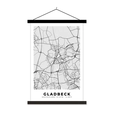 Produktbild von MuchoWow® Textilposter Karte - Deutschland - Gladbeck - Stadtplan 40x60 cm mit schwarzem Rahmen - Wanddekorationen