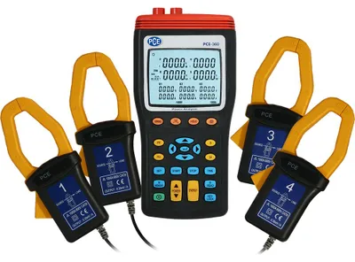 Image de Analyseur de puissance PCE Instruments, 1 ou 3 phases | Interface RS-232 | Câble pour PC | Logiciel | Enregistreur de données de 512 Ko
