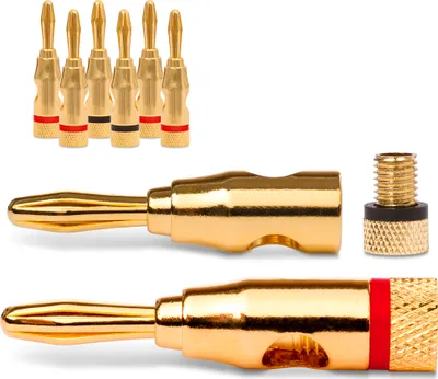 Produktbild von NAUC Bananenstecker 4mm schraubbar 24K vergoldet Lautsprecherkabel 8x Stecker