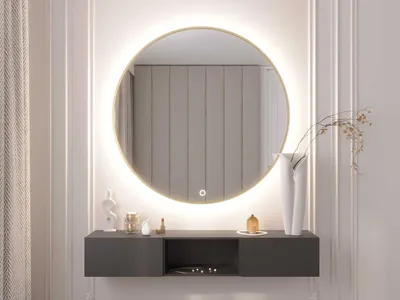Immagine prodotto di Specchio rotondo SOL con illuminazione a LED - oro