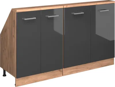 Produktbild von Küchenschrank für Dachschrägen Vicco R-Line Anthrazit Hochglanz 140 cm 2er Set, Model 58144