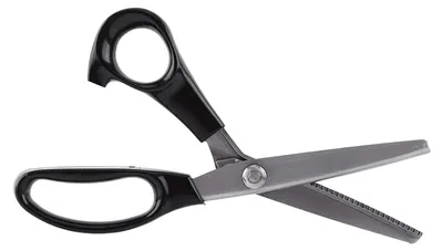 Produktbild von Zackenschere für Stoffe - Rostfreie Stahlklingen - Professionelles Schneidwerkzeug - 23 cm Länge mit 3 mm Schneidzähnen