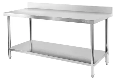 Zdjęcie produktu dla Kuchenny stół gastronomiczny ze stali nierdzewnej przyścienny z półką Mega-M X STANDARD 180x60x85 cm