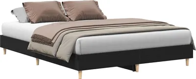 Zdjęcie produktu dla vidaXL Rama łóżka Czarny Wygląd dębu 203 x 153 x 25 cm Materiał drewnopochodny