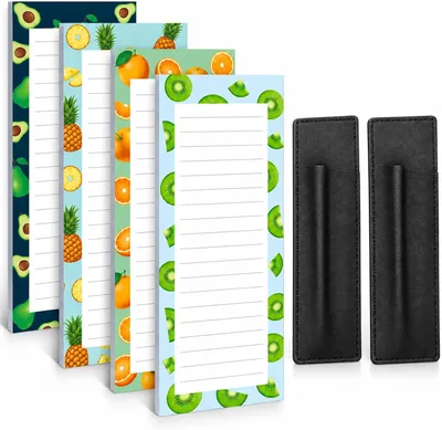 Produktbild von Magnetische Einkaufslisten, 6-teilig, mit 4 Notizblöcken und 2 Stifthaltern, für den Kühlschrank
