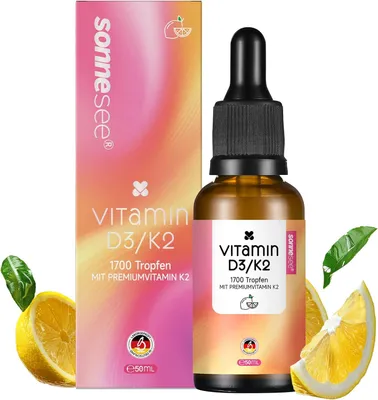 Produktbild von Sonnesee Vitamin D3 + K2 Tropfen Zitrone – 50 ml