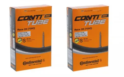 Produktbild von 2 Stück Continental Fahrradschlauch, Modell Race, 28 Zoll, SV-Ventil, 60 mm, 18/25-622/630