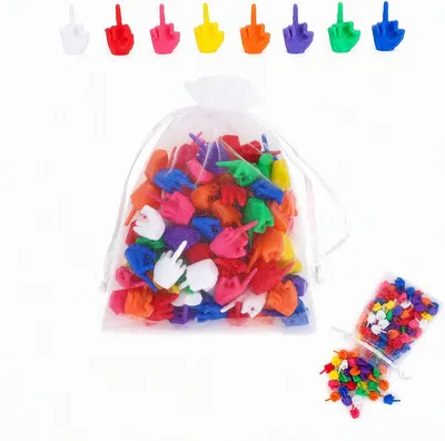 Productafbeelding van Mini beeldjes middelvinger - Set van 100 - Grappige cadeaus voor mannen vrouwen - Kleurrijke mini handjes