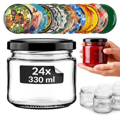 Zdjęcie produktu dla SUPERBUTELKI - 24x słoik szklany 330ml na przetwory, dżem, konfitury, miód, grzyby, słoiki z zakrętką