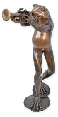 Produktbild von Brunnen Wasserspeier Frosch Trompete Bronze Replikat Retro Design Dekoration